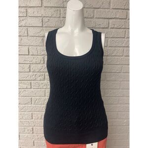 Talbots Women Black Sleeveless Cable Knit Tank Top Size S
